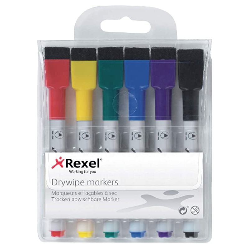 Rexell Penarelli mini cancellabili a secco 6pz - Assortito -1903792