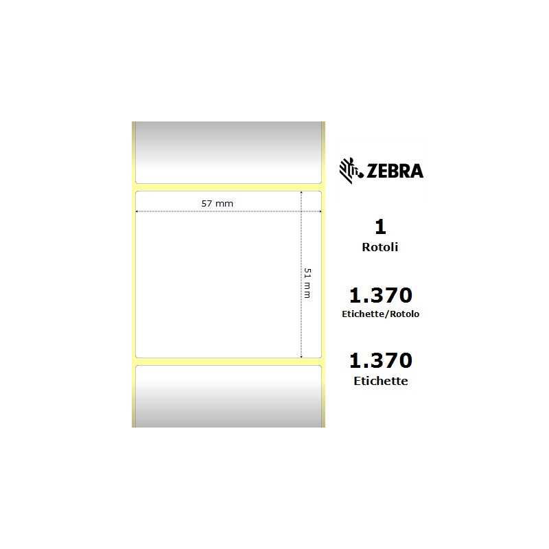 800262-205 	 Etichette Zebra - Z-Select 2000D, formato 57 x 51